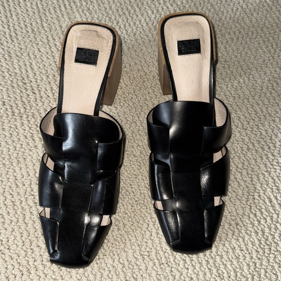 Louise et Cie Fisherman Black leather Mules Size 10 - Picture 3 of 7